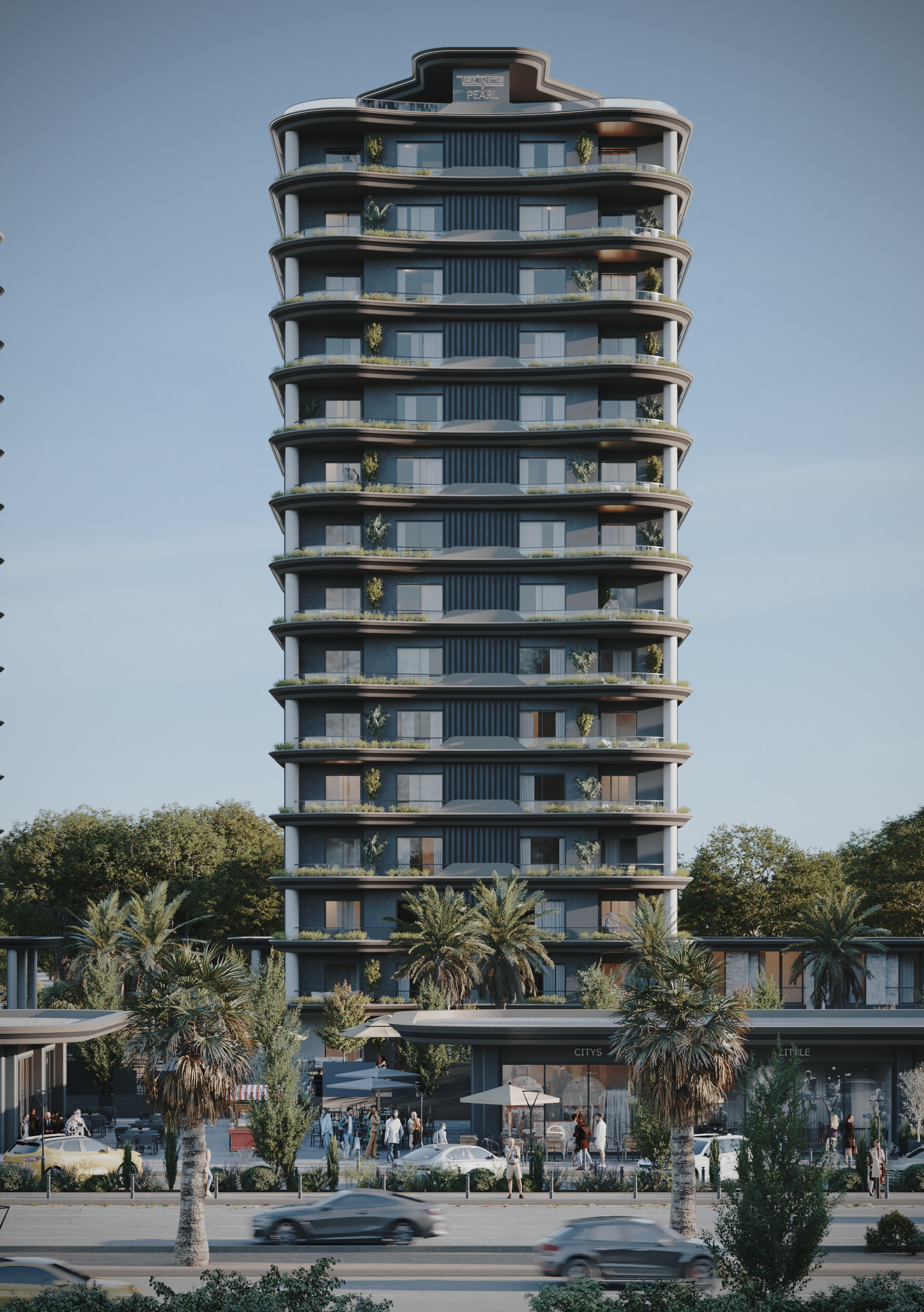 UBB Mersin Tekince Konut Kompleksi - Gündüz & Gece Aydınlatmalı Dış Cephe Görselleştirme